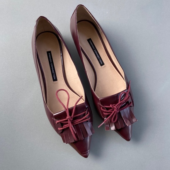 French Connection Burgundy flat shoes with laces - Picture 9 of 9